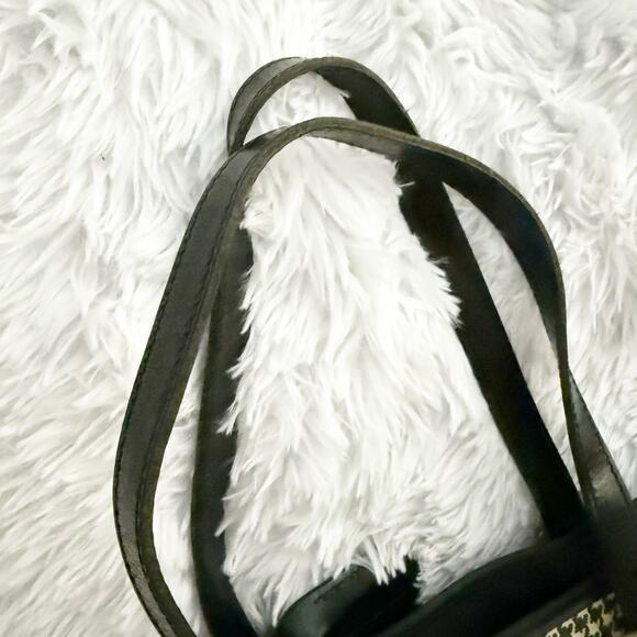 RALPH LAUREN | Classic Black Cream Beige Coated Fabric Houndstooth Bag Vintage - Picture 8 of 9